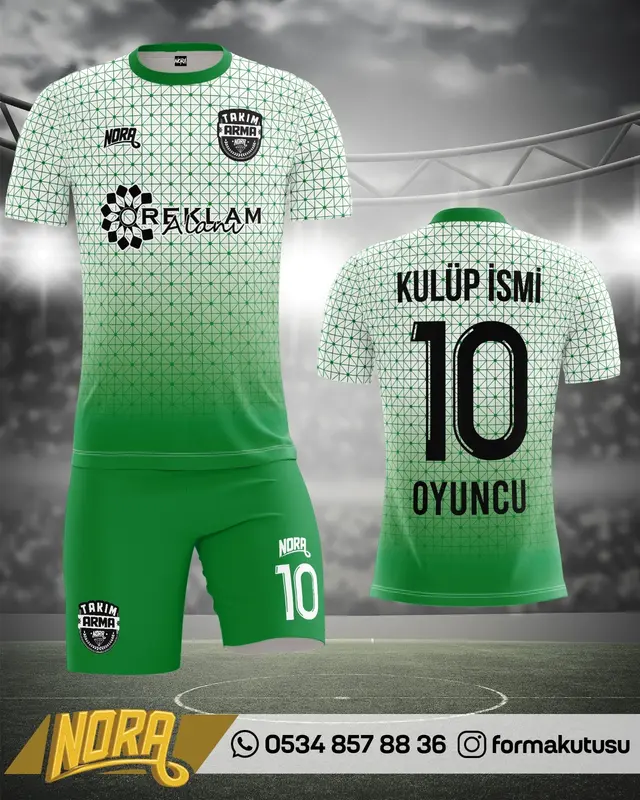 FK-019 beyaz ve yeşil özel futbol forma modeli