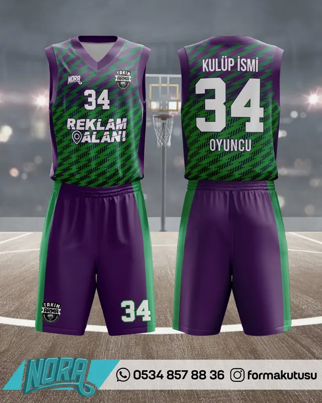 FK-B-007 takıma özel basketbol forma ve şort modeli
