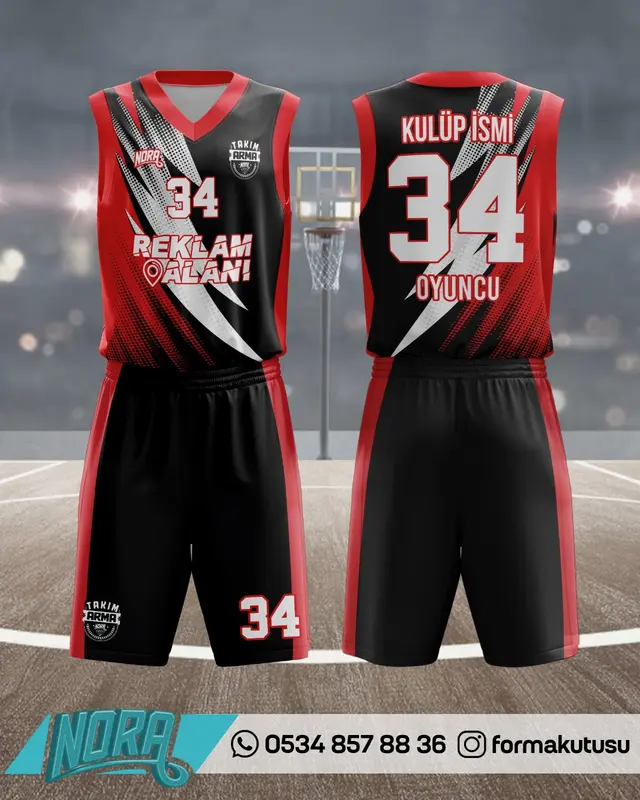 FK-B-009 takıma özel basketbol forma ve şort modeli